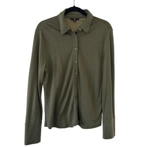 Banana Republic‎ Womens Olive Green Button Down Long Sleeve Shirt Large